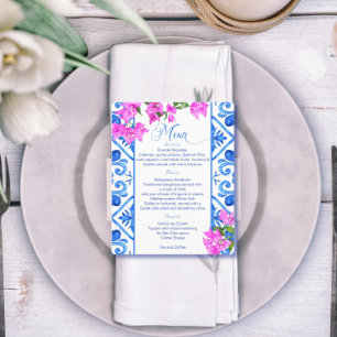 Blue tiles Bougainvillea Italian menu template
