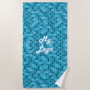 Blue tiles business logo beach towel
