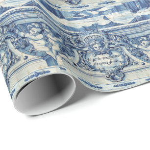 Blue tiles from Portugal Wrapping Paper