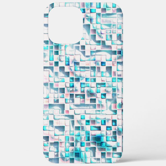 Blue tiles in textured rough style, mosaic square  Case-Mate iPhone case (Back)