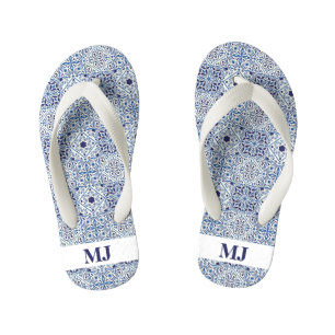 Blue tiles Initials Kid's Jandals
