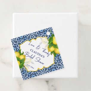 Blue tiles lemon Amalfi party thank you Favour Tags