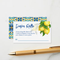 Blue tiles lemon Amalfi Positano diaper raffle