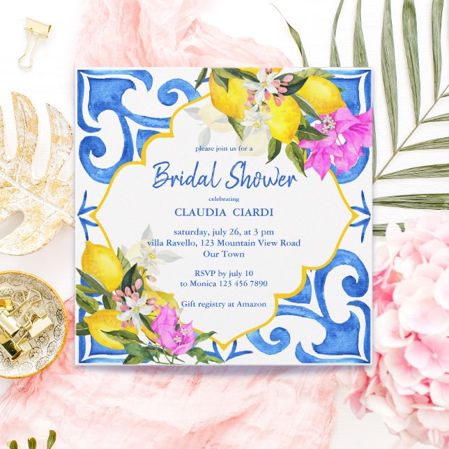 Blue tiles lemon Bougainvillea Amalfi bridal showe (Creator Uploaded)