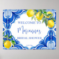 Blue tiles lemon thats amore bridal shower welcome