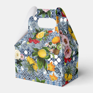 Blue Tiles Mediterranean Lemon Pattern Favour Box