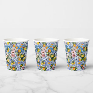 Blue Tiles Mediterranean Pattern Paper Cups