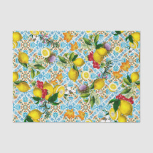 Blue Tiles Mediterranean Pattern Tissue Paper