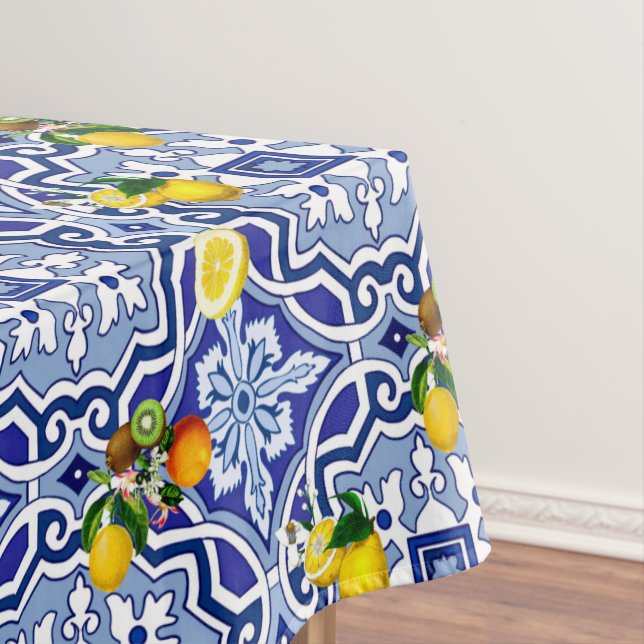 Blue tiles,Mediterranean tiles,majolica  Tablecloth (In Situ)