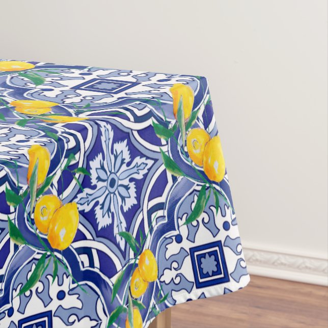 Blue tiles,Mediterranean tiles,majolica     Tablecloth (In Situ)