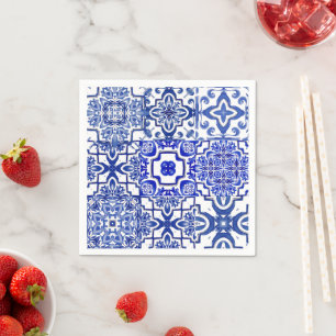Blue tiles,mosaic,majolica, napkin