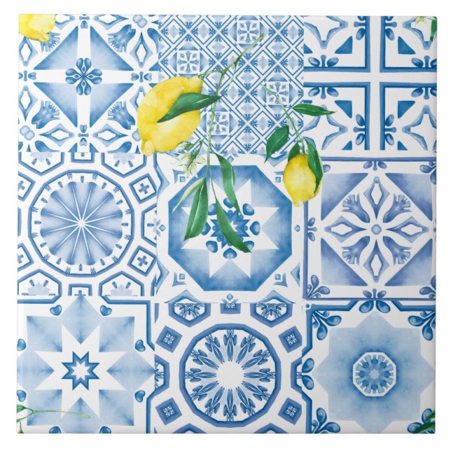 Blue tiles,mosaic,majolica, tile (Front)