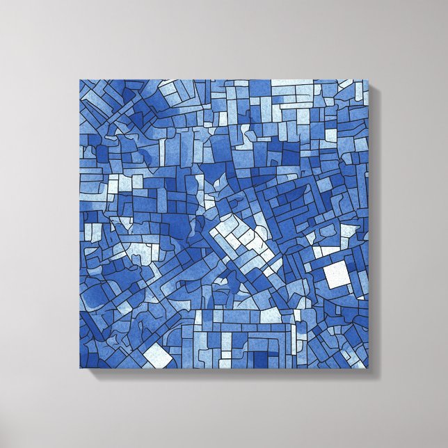 Blue Tiles on Square Canvas (Front)