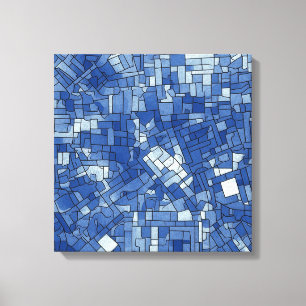 Blue Tiles on Square Canvas Print