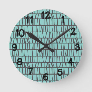 Blue Tiles Round Clock