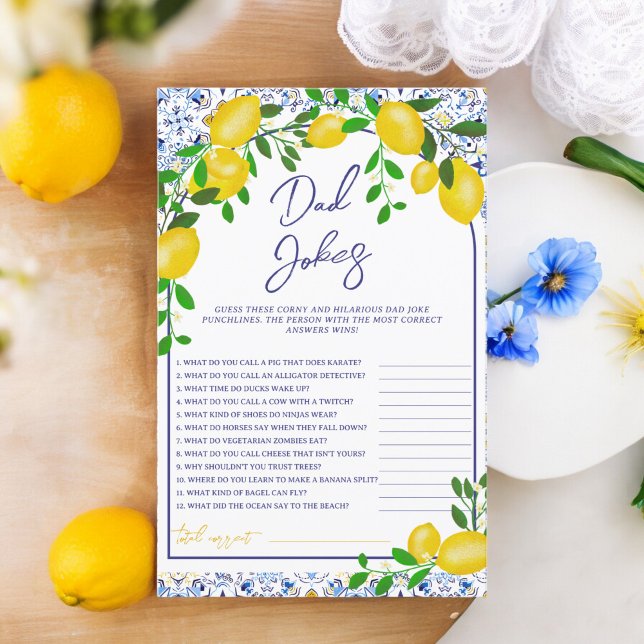 Blue tiles watercolor lemon baby shower games (Blue tiles watercolor lemon baby shower games)