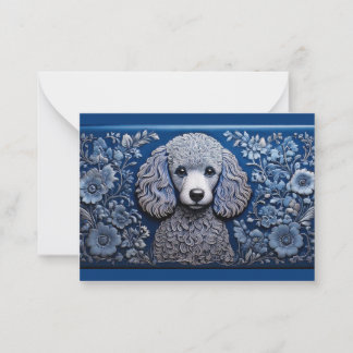 Blue Tin Folk Art Poodle Note Card