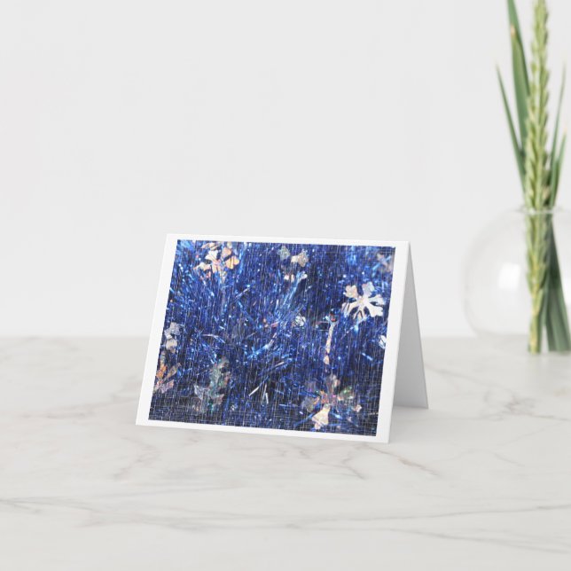 Blue Tinsel with Scratch Overlay Holiday Card (Front)