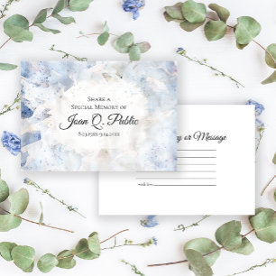 Blue Tint Carnation Floral Share a Memory Funeral  Card