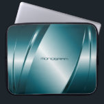 Blue Tint  Metallic Look-Stainless Steel Pattern Laptop Sleeve<br><div class="desc">Blue tint,  shiny metallic look,  stainless steel pattern. Custom and optional monogram. Available on other products and can be requested for any of the products offered at Zazzle.</div>