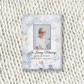 Blue Tinted Carnation Watercolor Funeral Memorial
