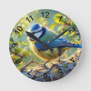Blue Tit 4 Round Clock
