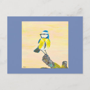 Blue tit bird postcard
