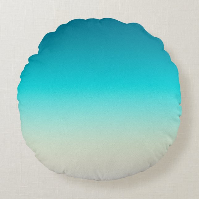 Blue to Aqua Gradient Modern Ombre Athlet Round Cushion (Front)