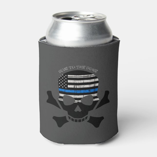 Blue to the Bone (black) Can Cooler (Can Front)