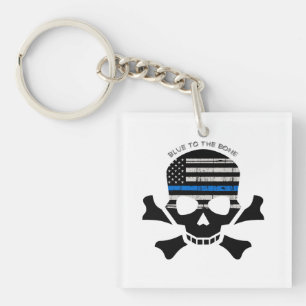 Blue to the Bone (black) Key Ring
