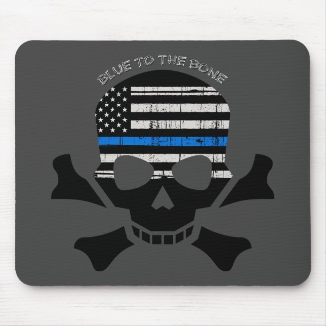 Blue to the Bone (black) Mouse Pad (Front)