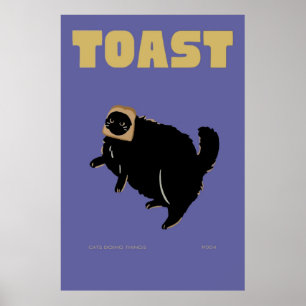 Blue Toast Cat Poster