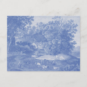 Blue Toil de Jouy French Country Shabby Elegance Postcard
