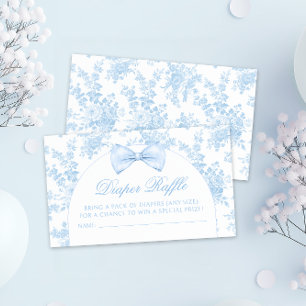 Blue Toile Bow Tie Baby Boy Shower Diaper Raffle Enclosure Card