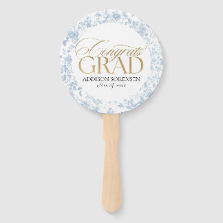 Blue Toile Congrats Hand Fan