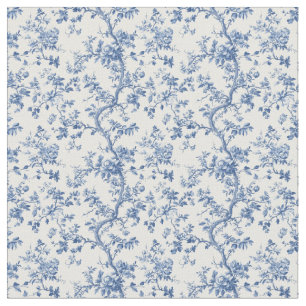 Blue Toile Curving Branches Fabric