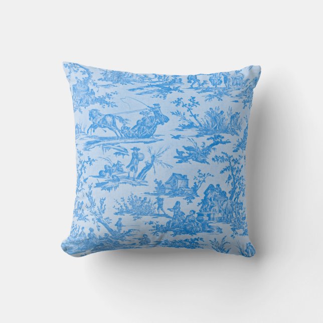 Blue Toile Cushion (Front)