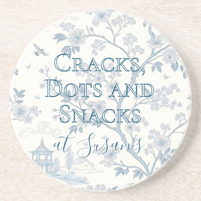 Blue Toile Custom Mahjong Personalised Coaster (Front)