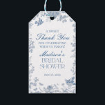 Blue Toile De Jouy Bridal Shower Favours Gift Tags<br><div class="desc">Something Blue before “I Do”. This Blue Chinoiserie Party Decor Collection, features delicate toile floral patterns for timeless elegance. Each piece in this collection showcases intricate designs in shades of blue, evoking a sense of sophistication and elegance. ★ Let me help you plan your next party! ★ If you need...</div>