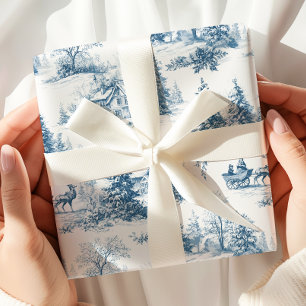 Blue Toile de Jouy Christmas Wrapping Paper
