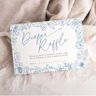 Blue Toile de Jouy Diaper Raffle Baby Shower Enclosure Card