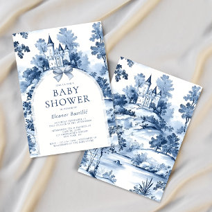 Blue Toile De Jouy French Baby Shower Invitation