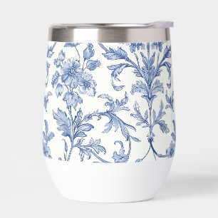 Blue Toile de Jouy French Country Floral Pattern