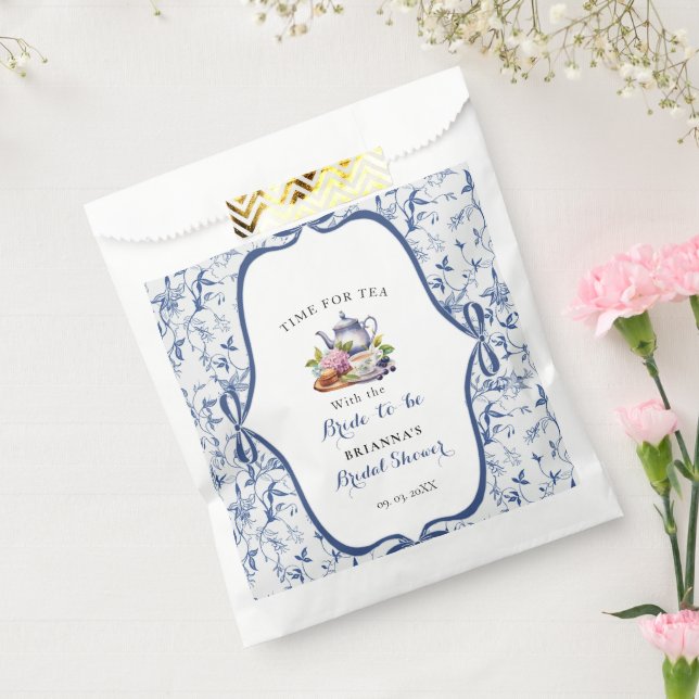 Blue Toile de jouy Tea Party Bridal shower Favour Bags (Sealed)