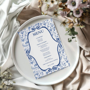 Blue Toile de jouy Tea Party Bridal shower  party  Menu