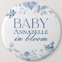 Blue Toile De Jouy Vintage Floral Baby Shower
