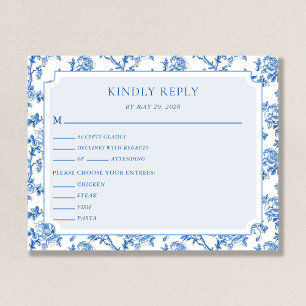 Blue Toile de Jouy Wedding Response Enclosure Card