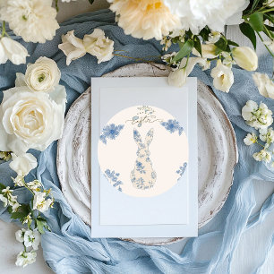 Blue toile Easter Classic Round Sticker