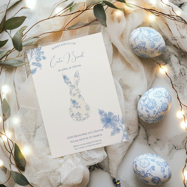 Blue toile Easter Invitation (Creator Uploaded)