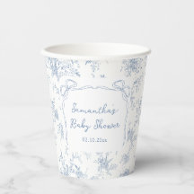 Blue Toile Floral Baby Shower 